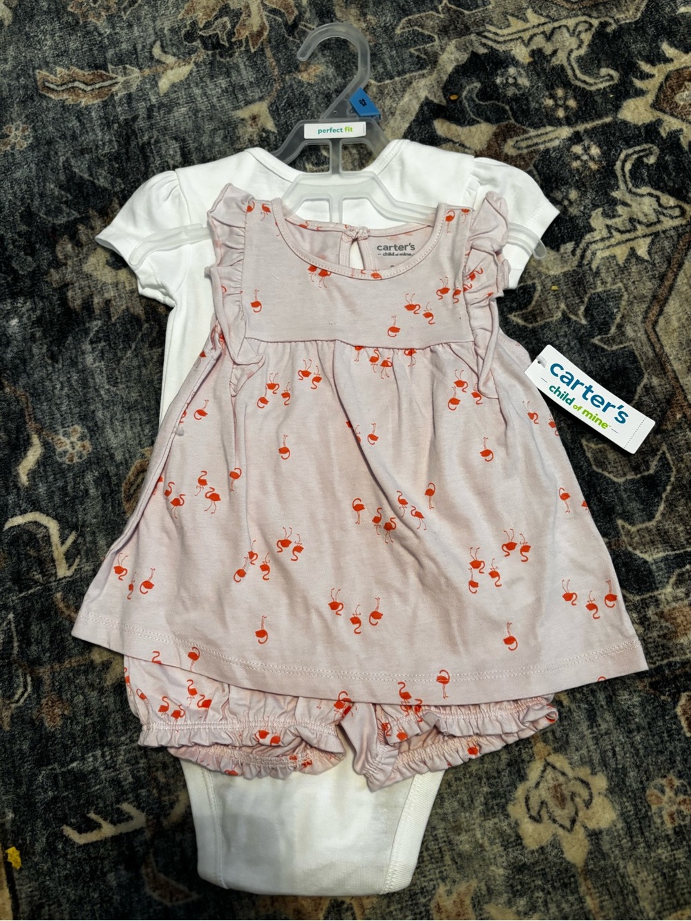 Carter's Light Pink Flamingo Printed Dress & Bloomer Set